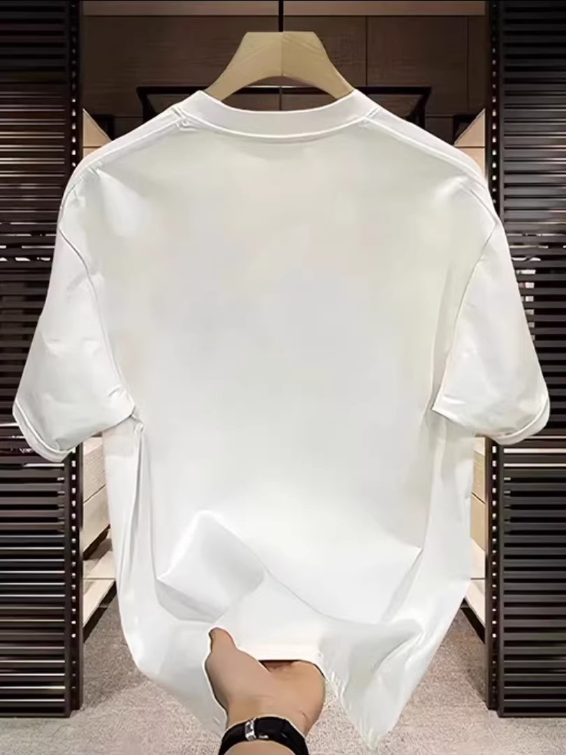 American High-Street INS Trendy Tees | Summer Headphone Print Heavyweight Cotton Men's Loose Crew Neck Tops