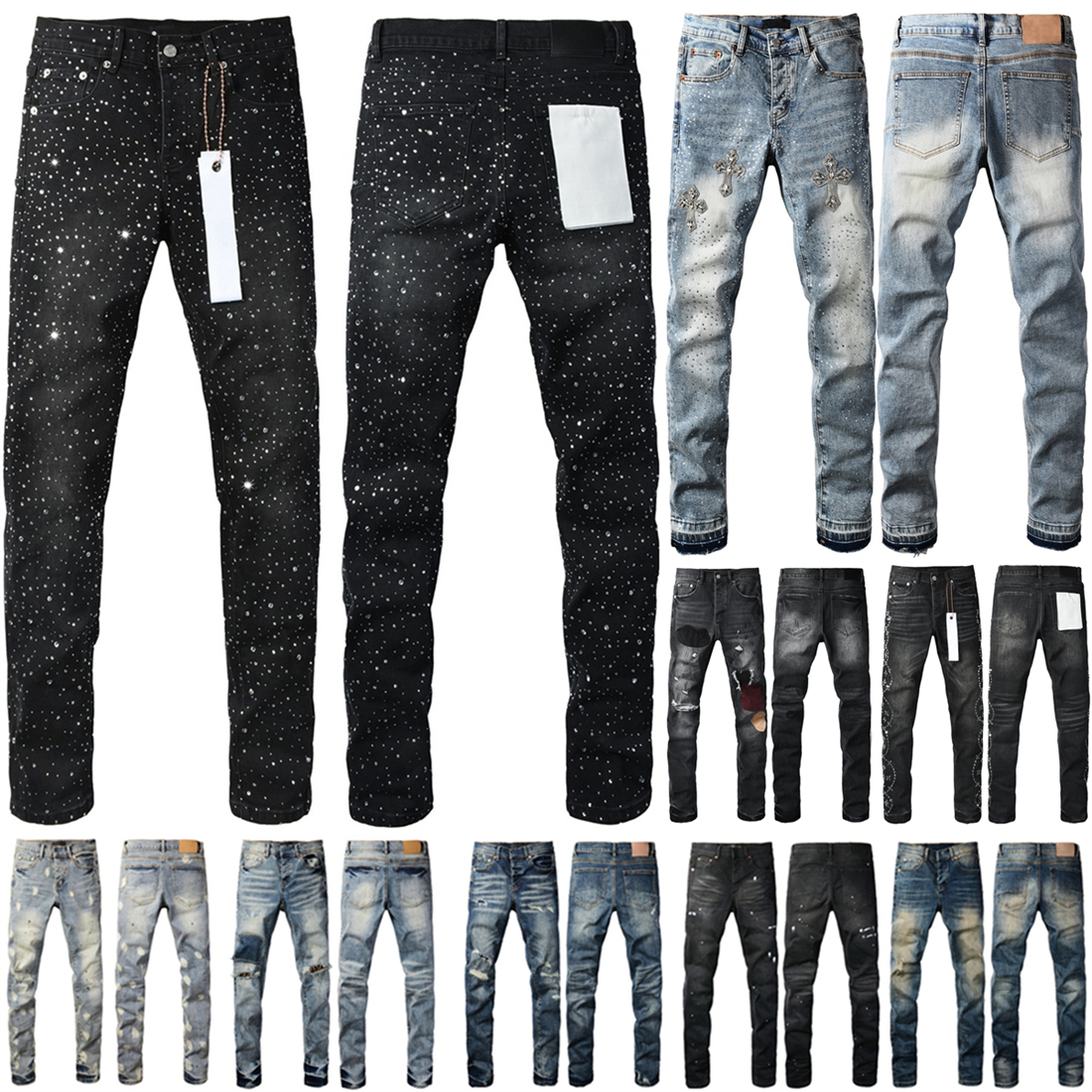 mens designer jeans skinny jeans men pencil pants hole cotton print hip hop black jeans streetwear white trousers fashion pants high-end quality slim fit jeans pants