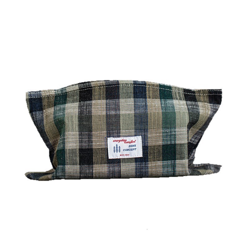 Tissue Box Cover Vintage Fabric Striped Neutral Style High End Forest Series Wabi Sabi Creative Tissue Cover For Homestay Bedroom Dining Coffee Table 