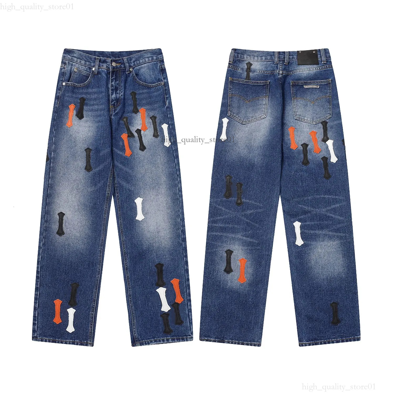 Chromelys Jeans Heart Designer Fashion Chromly Heartsly Cross Sanskrit Denim Ch Distressed Rippedbiker Motorcycle Men Women Hip Hop Chromelys Heart Jeans 3a1