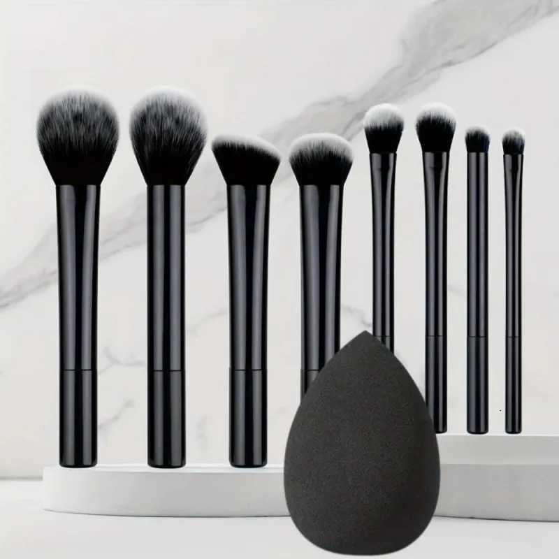 9pcs Multifunctional Black Makeup Brush Set With 1pc Beauty EggSoft Bristles for All Skin Types Alcohol-Free Cosmetic Brushes Z260408