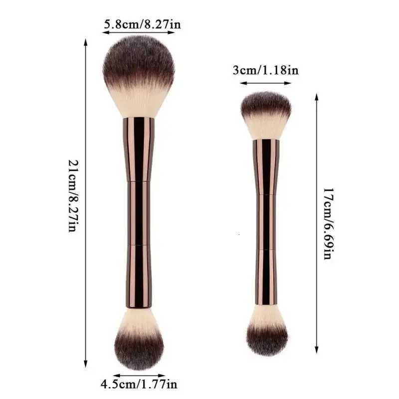 Double-Ended Makeup Brush Set Nylon Bristles Metal Handle Unscented All Skin TypesMultifunctional Metal Rod for Buffing Z260408