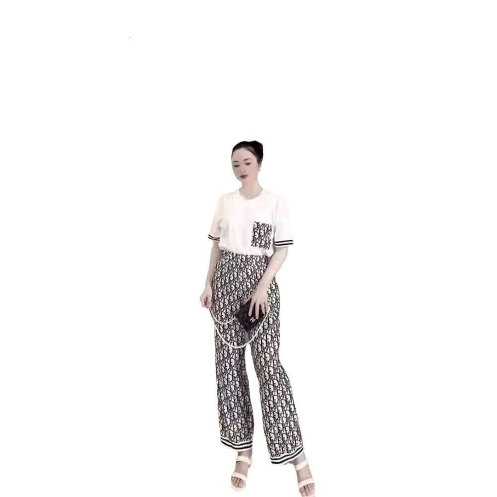 Popular Fashion Casual Wide Leg Pants For Women New Summer Loose Letter Printed Breathable Lightweight High Stretch Comfy Daily Wear Versatile