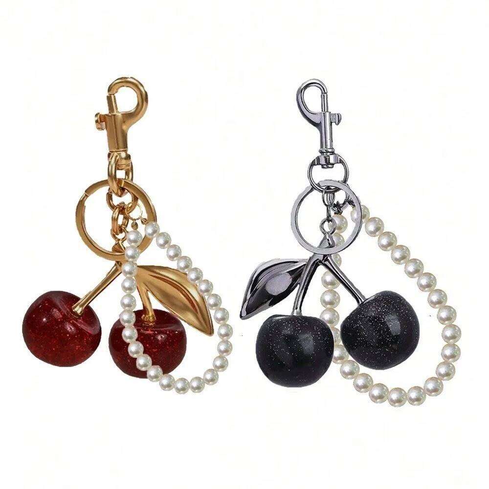 Cherry Keychain Bag charms Accessories ute Black Red Color Sparkling Resin Hanging For Bag accessories Gifts Lightweight Durable Tarnish Purse Charm J - view 7