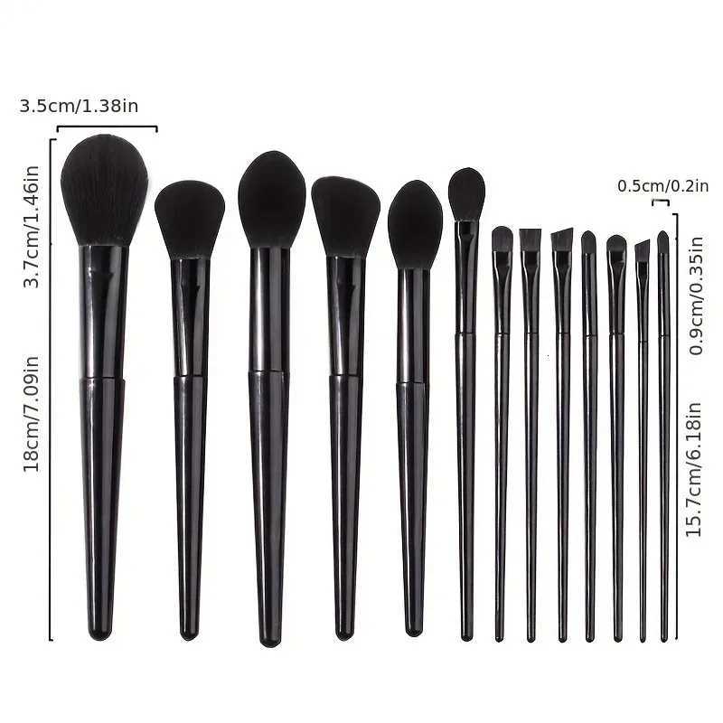 13-Piece Black Makeup Brush Set - Ultra Soft Vegan Full Face Brush Kit Complete Cosmetic Tools for Students Beginners Ideal Z260408