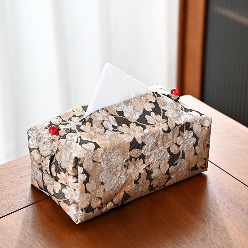 Tissue Box Cover New Chinese Style Fabric Brocade Dustproof Tissue Holder For Tea Ceremony Space Living Room Home Use