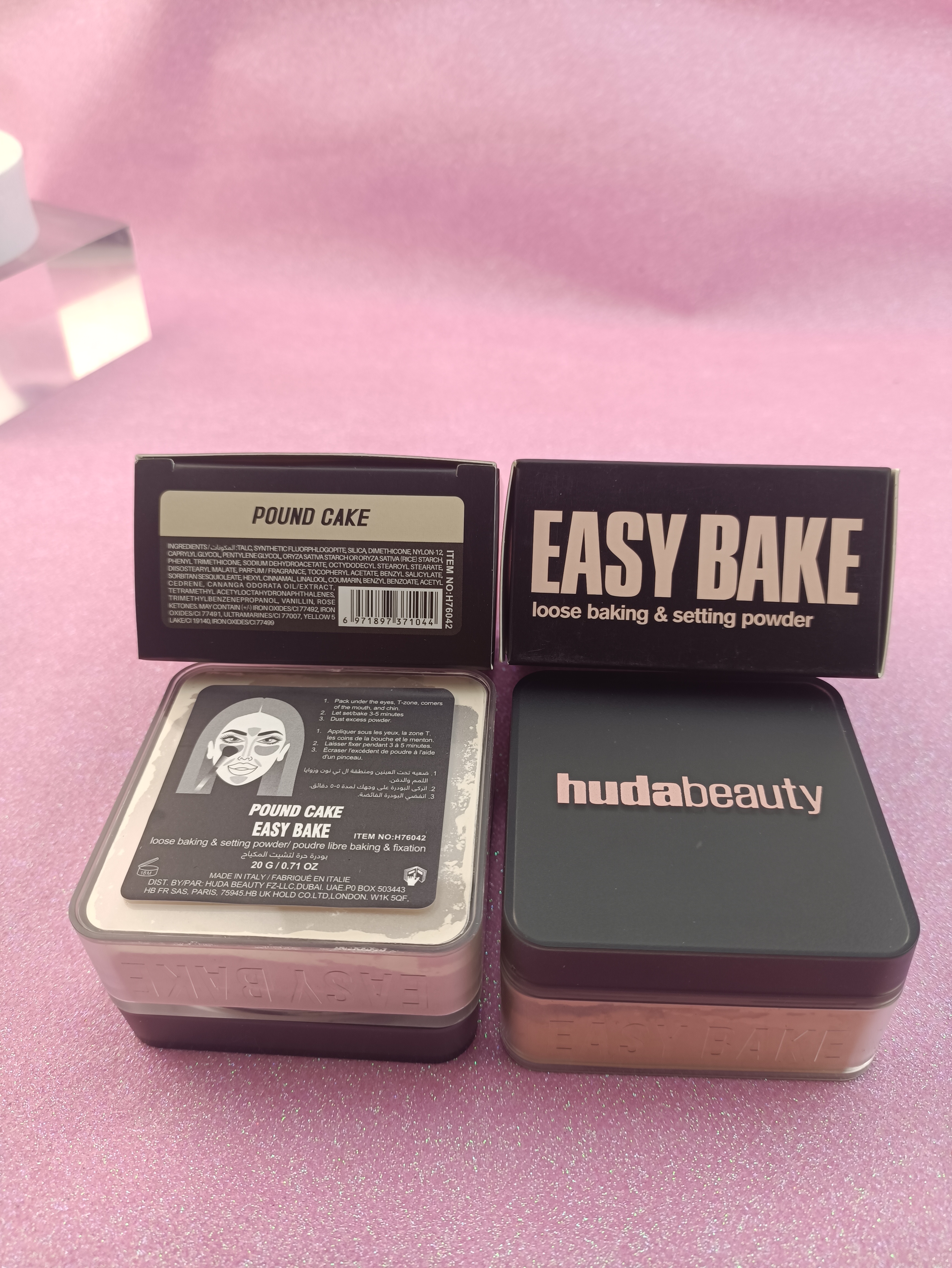 Huda Beauty Pound Cake Monochrome Loose Powder Compact 20g Cherry Blossom Setting Powder Ideal For Baking Oil Control & Long-Lasting Flawless Smooth C