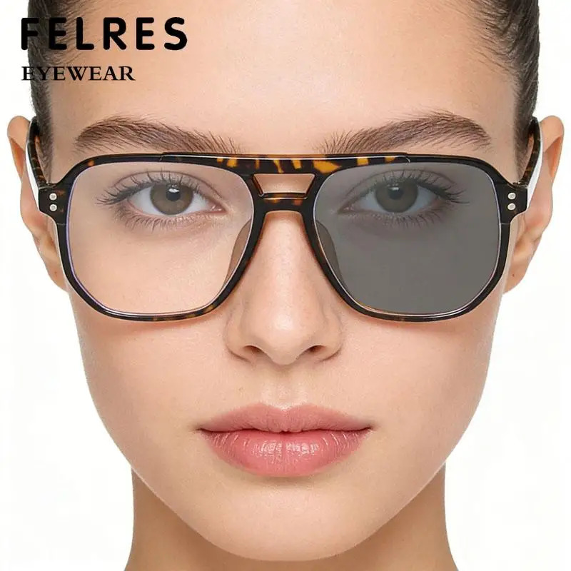 Double Bridge Pochromic Reading Glasses Men Women ner Clear Presbyopic Eyewear Outdoor Discolour Prescription Glasses 260408