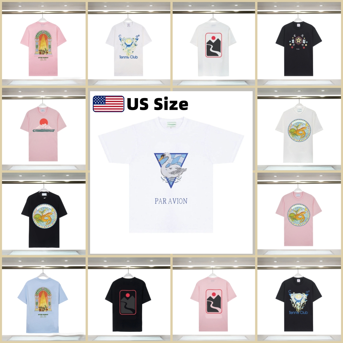 Casas Men Women Fashion Short Sleeve T Shirts Casual Soft Cotton Tees Loose Fit Breathable Summer Tops Basic Daily Streetwear Shirts US size