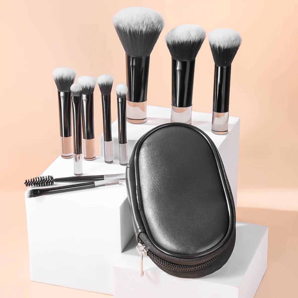 10pcs Makeup Brush SetsPlastic mini with bag multifunctional Makeup Brush at home or On-the-Go Brush Professional Makeup tool Z260408
