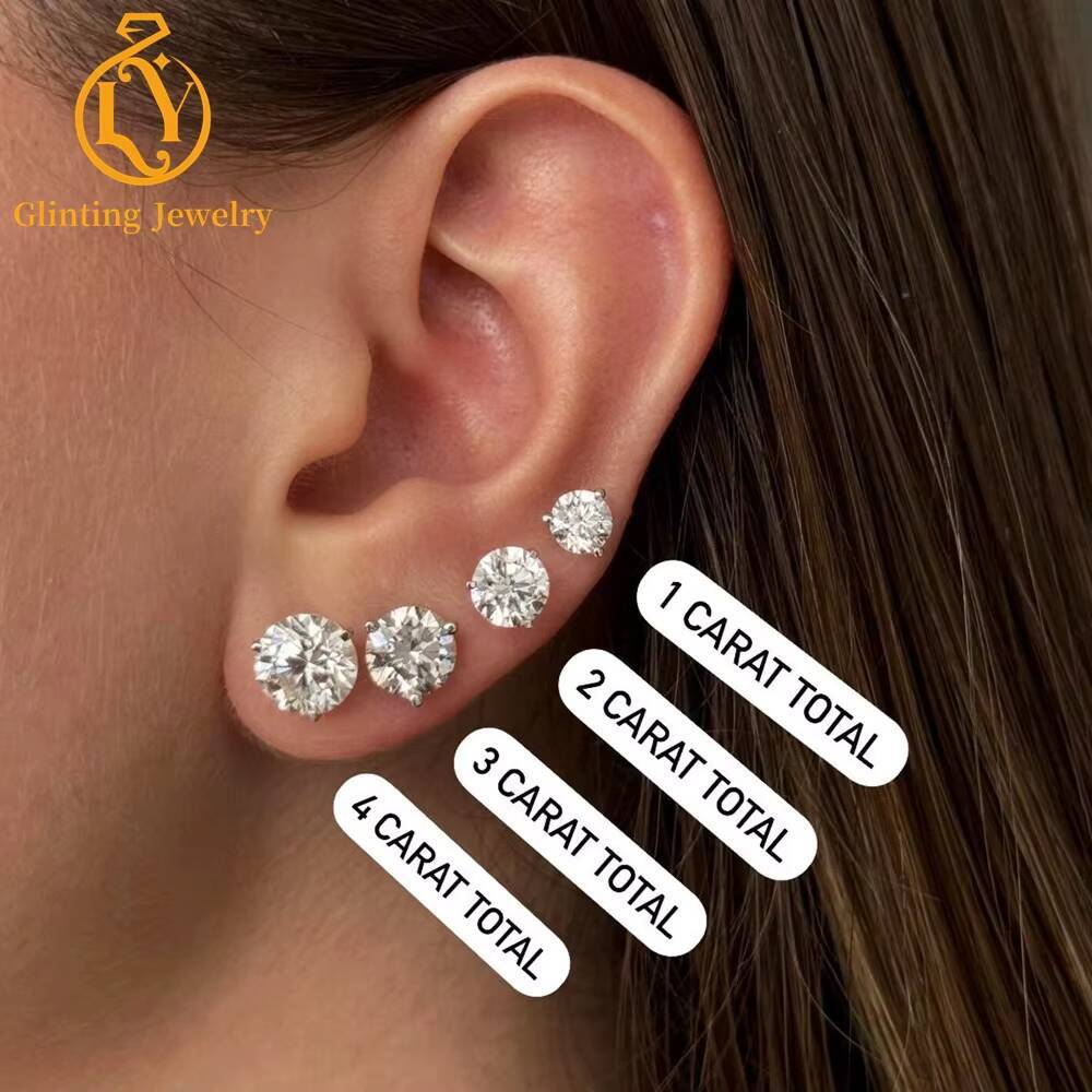Lab Grown Diamond Stud Earrings 14k Solid Gold 4 Prong Diamond Earrings Women VS1 Clarity IGI Certified