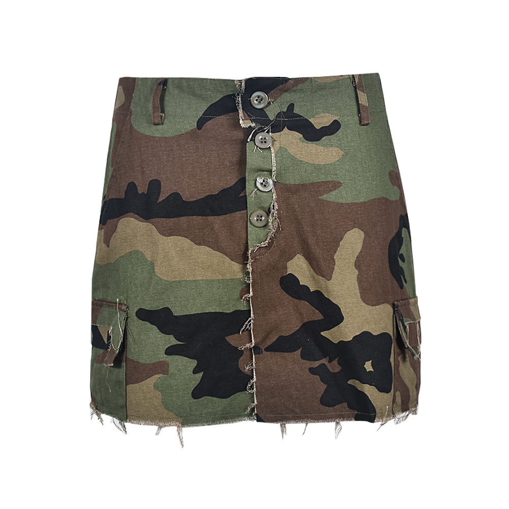 DEAT Womens Denim Tight Clothing Contrast Color Stripe Printed Burr High Waist Short Mini Skirt 2024 Summer Style 17A2006H 240819 - view 3