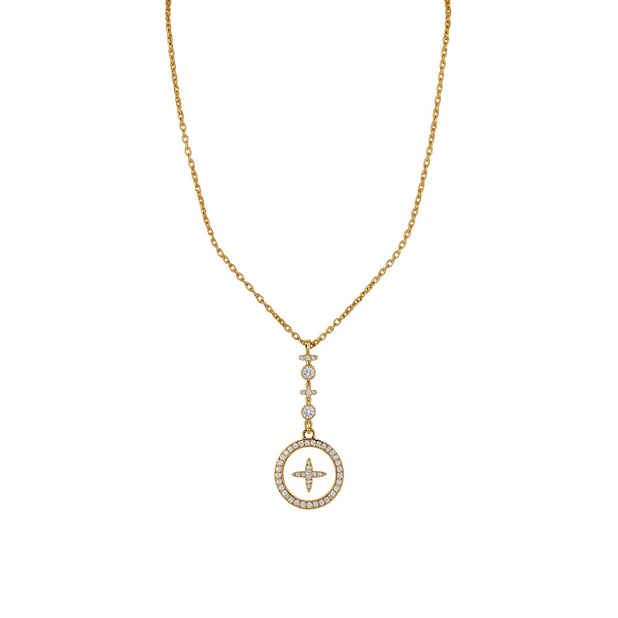 18k real gold plated zircon round pearl necklace, stylish and elegant sweater chain, light luxury high-end jewelry wholesale - view 7