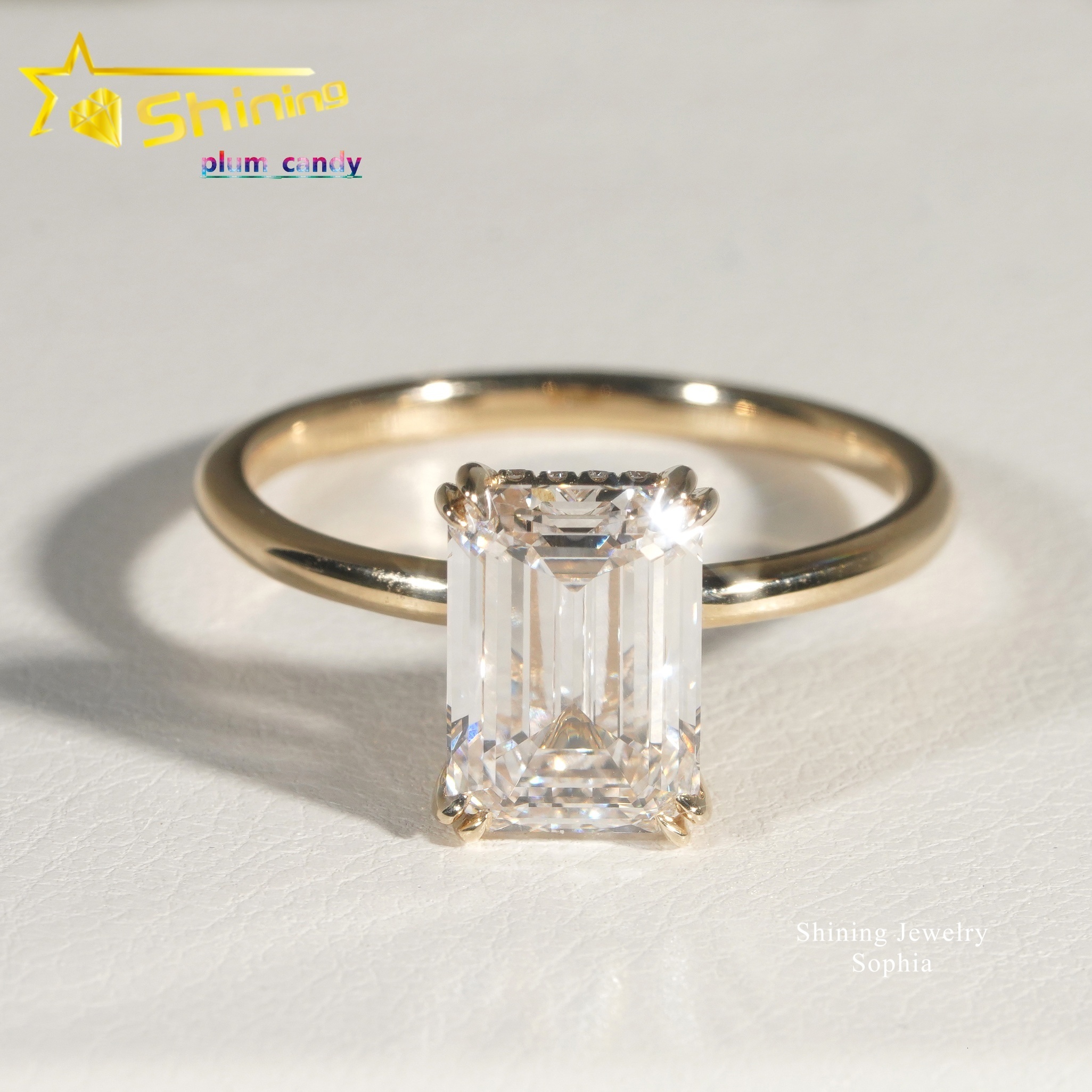 IGI Certificate Emerald Cut Solitaire Design 14K Real Solid Gold 314carat Lab Grown Diamond Rings Women Engagement Ring