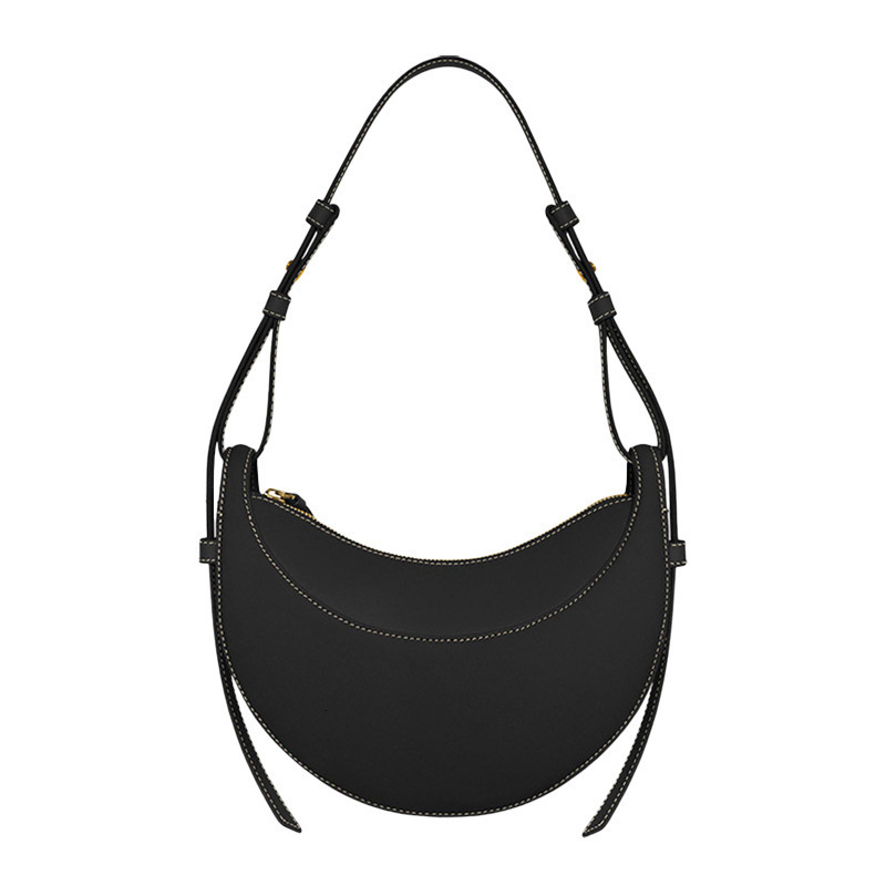 Adjustable Leather Crescent Bag, Women's Pebbled Leather Shoulder Handbag, Spacious Daily Crossbody Tote