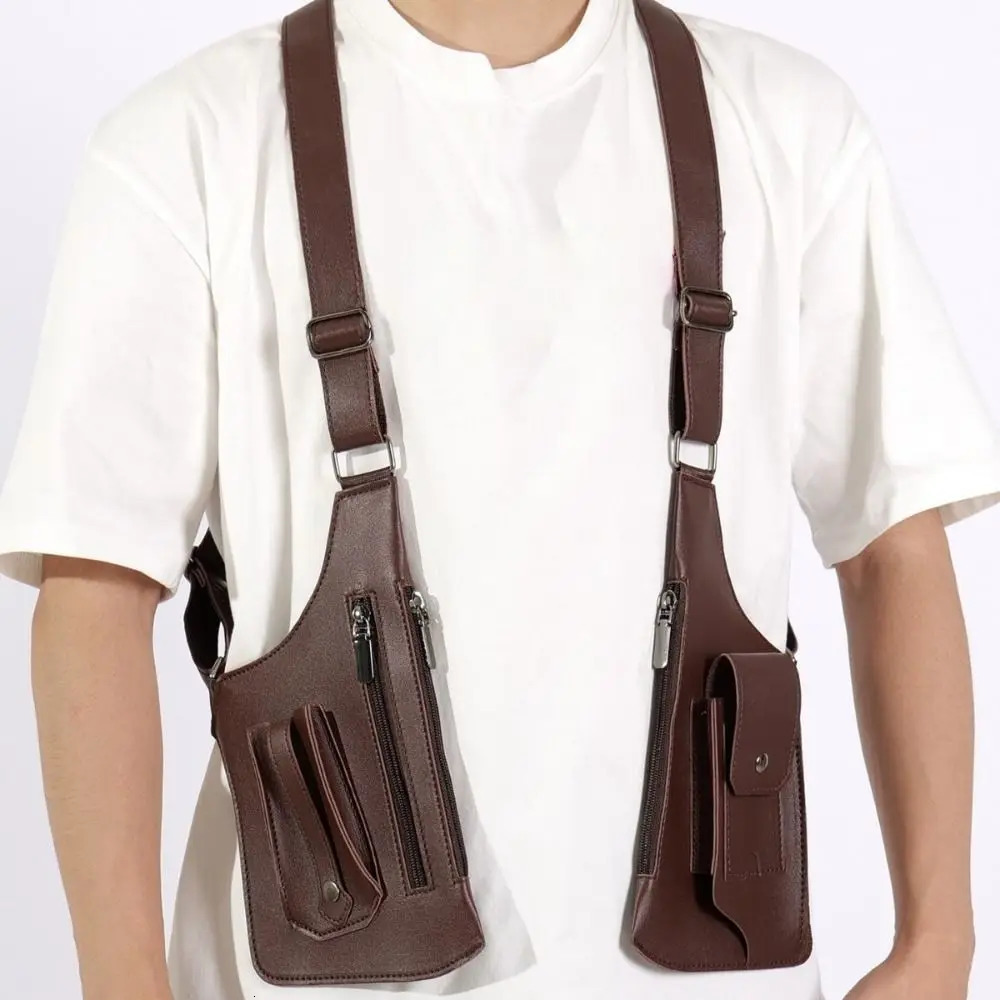 Vintage Double Shoulder Armpit Bag Adjustable Strap Steampunk Underarm Strap Wallet Pocket Gothic Waterproof 260407
