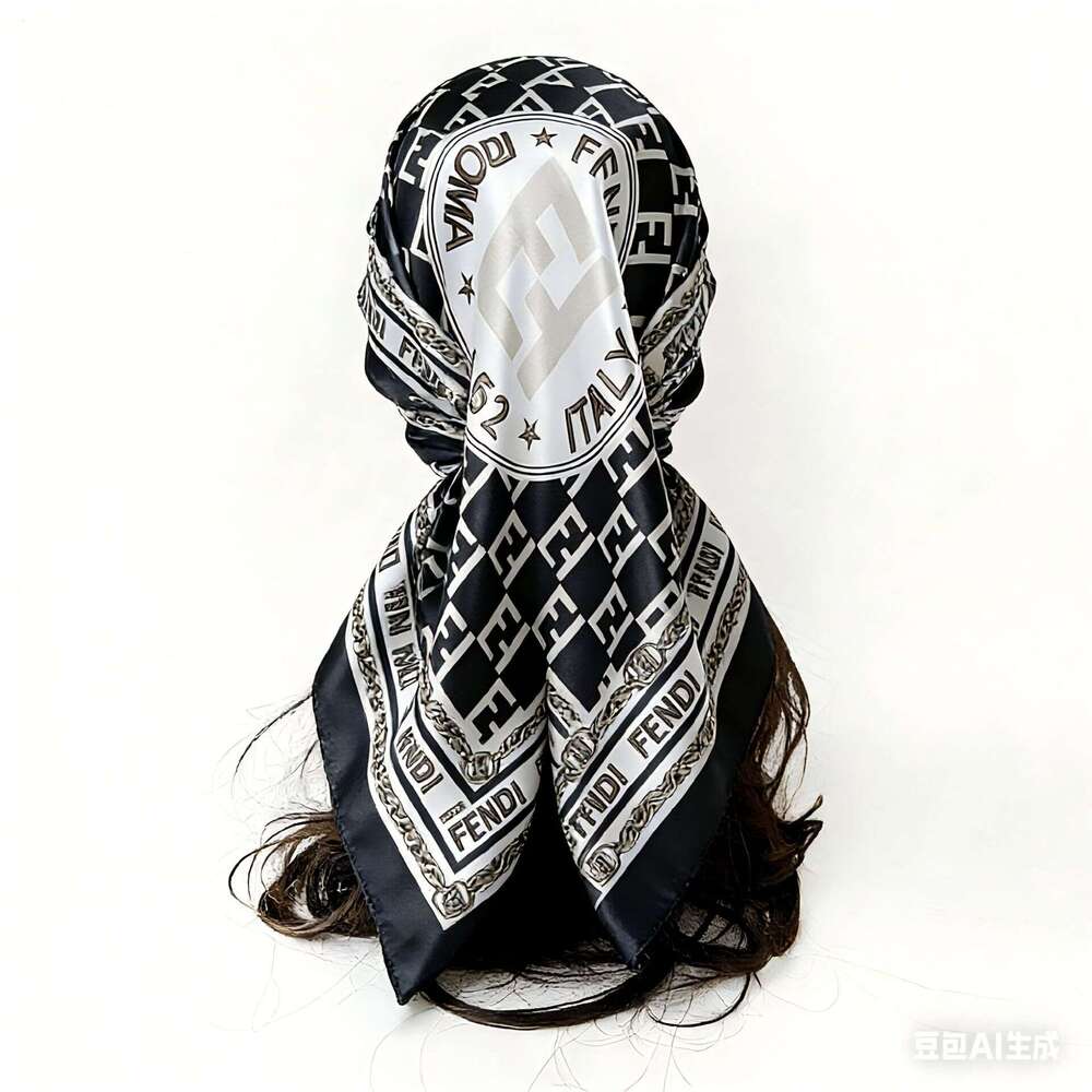 90Cm For Women, New European And American Style Printed Large Square Scarf, Korean Version, Versatile, High-End, Sun-Protective Shawl Silk Scarf Luxur