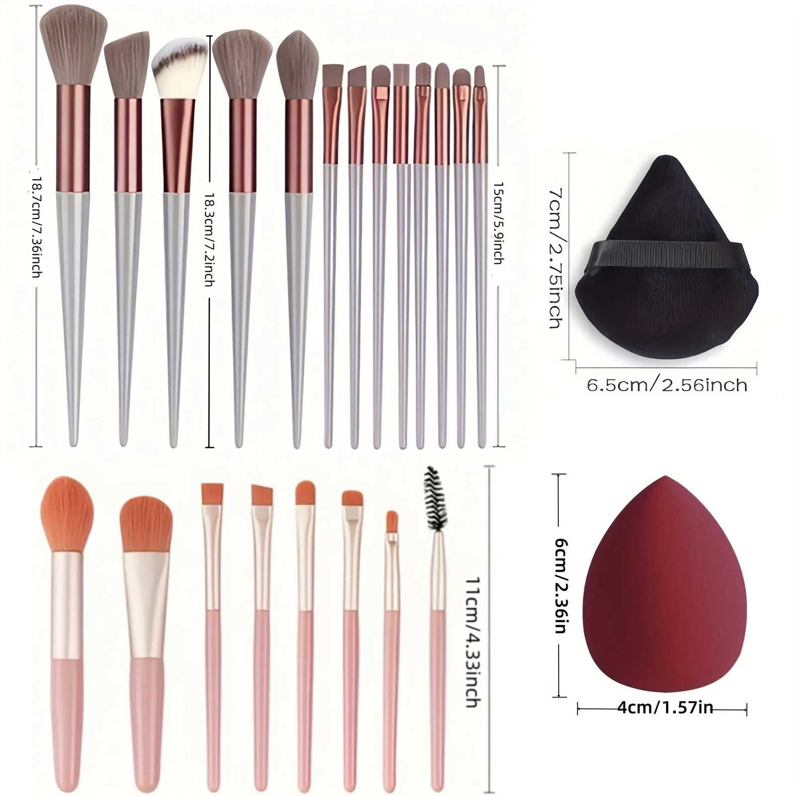Professional Makeup Brush Set -Soft Brushes for Foundation/Powder/Eyeshadow - with Sponges Headband Travel-Friendly Birthday Z260408