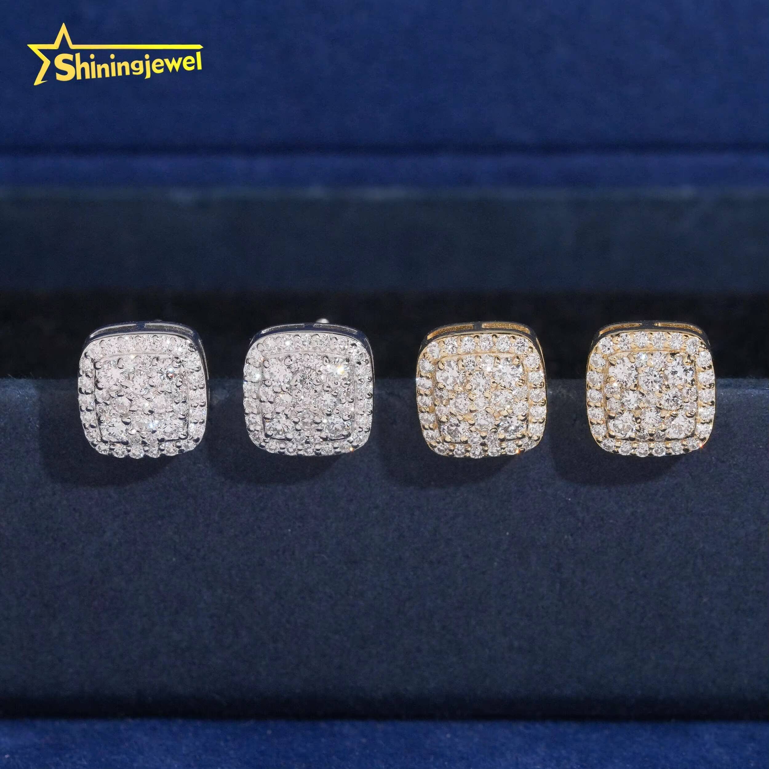 Wholesale Price Fine Jewelry Pass Diamond Test Hpht Lab Grown Diamonds 925 Silver Gold Plated Screw Back Stud Earrings