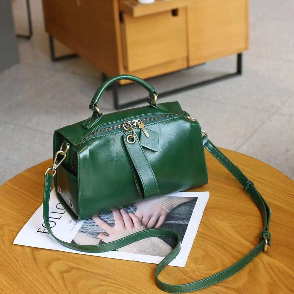 2026 Spring Summer Luxury Boston Bag for Women, Retro Square Handbag, Soft Leather Large Capacity Crossbody Shoulder Bag, Direct Sale SENYY