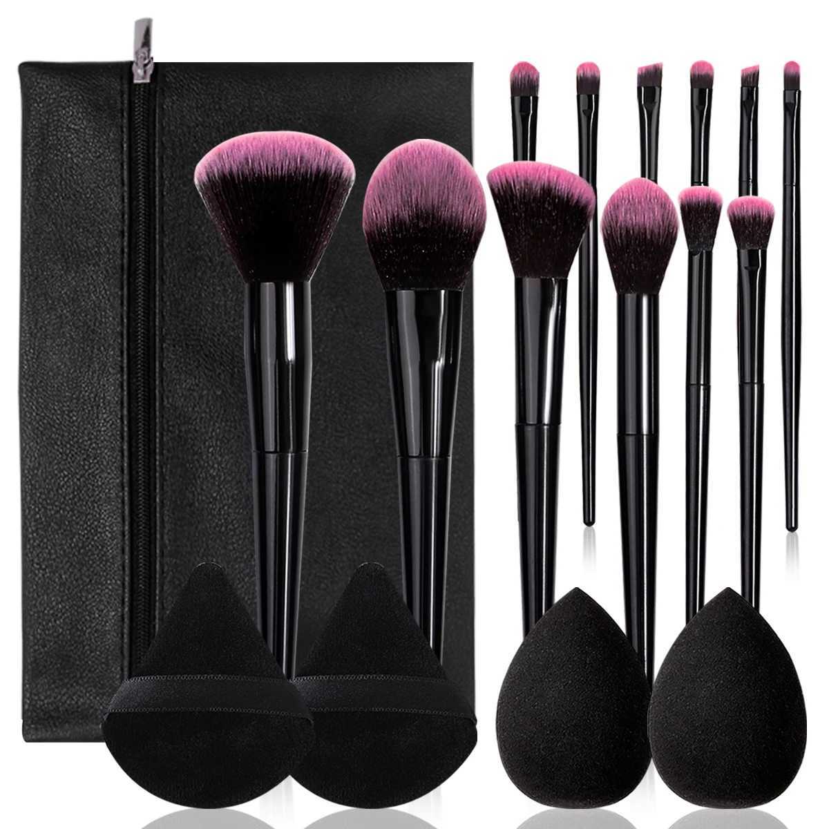 12PCS/13PCS/17PCS multi-purpose makeup brush set high resilience makeup sponge egg powder puff zipper storage bag Z260408