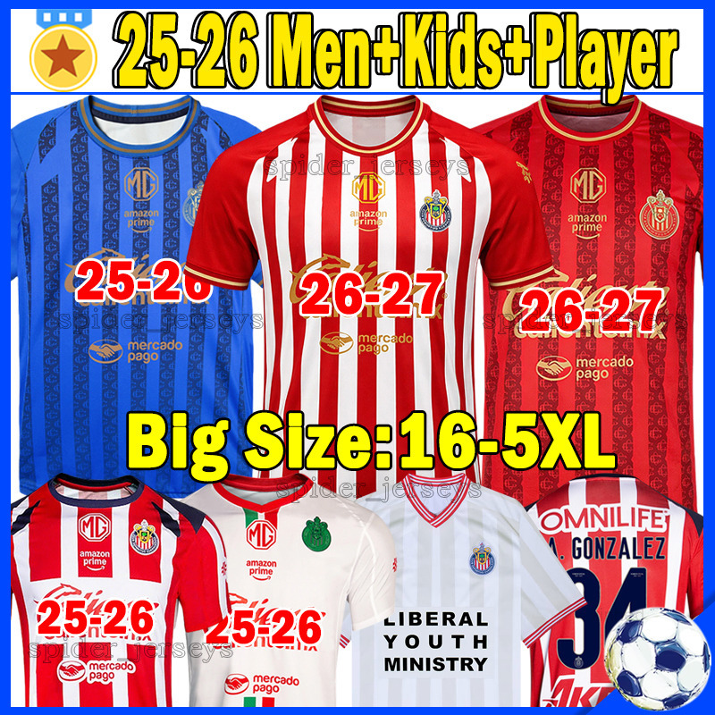 4XL 5XL 25 26 ChiVas Guadalajara Soccer Jerseys AGONZALEZ ALVAREZ 2025 2026 CCOWELL ALVARADO OGOVEA DAGUIRRE LEDEZMA Goalkeeper RANGEL Football Shirts