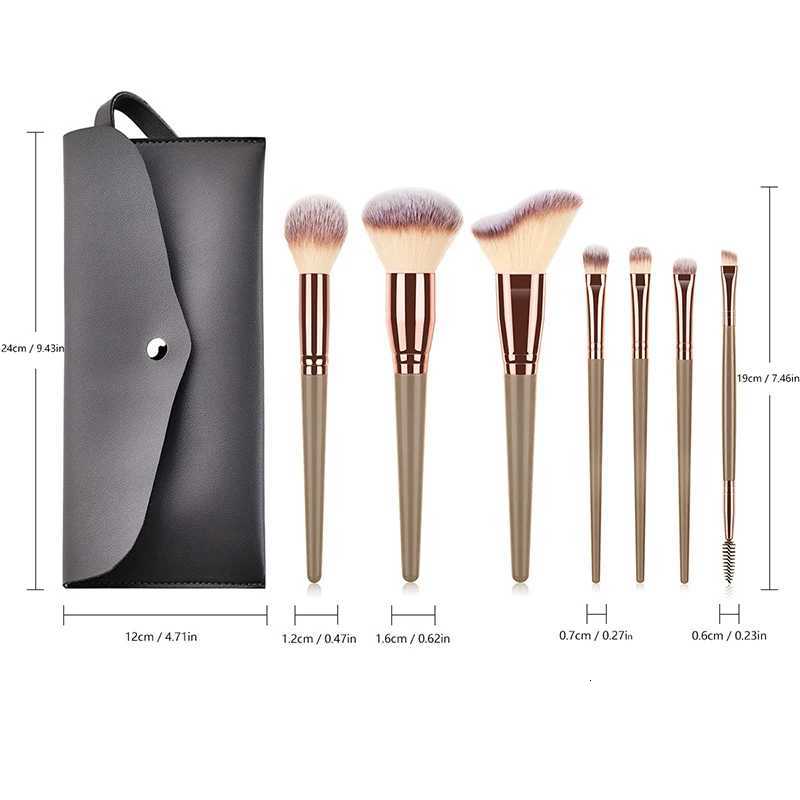 7/15Pcs Professional Cosmetics Makeup Brushes Powder Eye Shadow Foundation Contour Blusher Brown Beauty Tool For Women Z260408