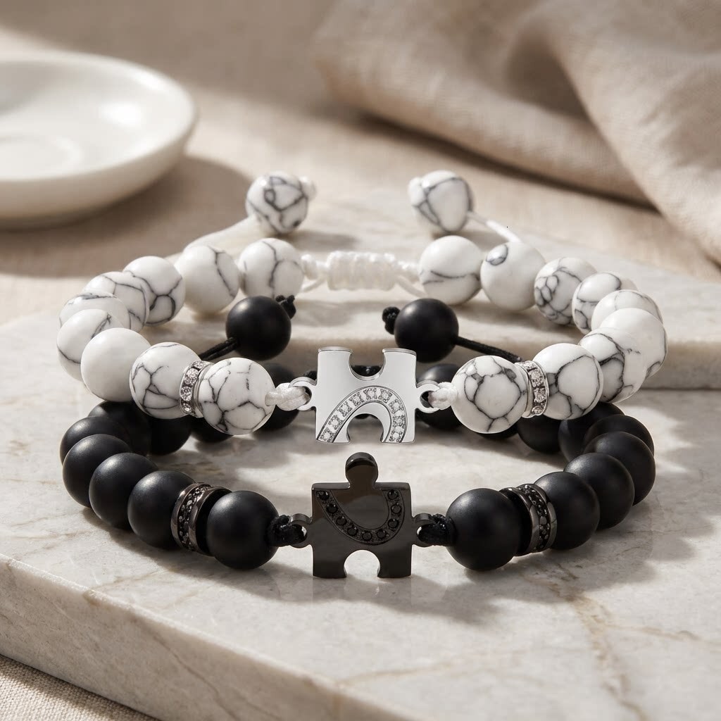 Diamond Puzzle Bracelet Designer Bracelet Black And White Minimalist Style Couple Bracelet High-end Luxury Fashionable And Versatile Personalized And Simple