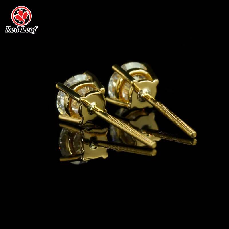 Redleaf 10k 14k 18k Yellow Gold Lab Diamond Earrings Round 05CT 1CT 2CT IGI Reports VVS VS Diamond Earrings