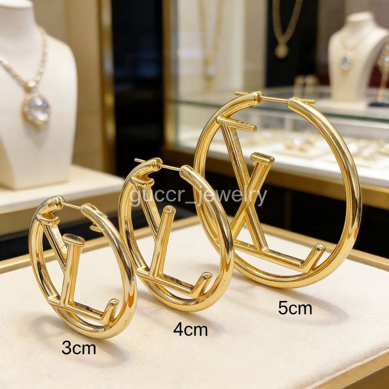 Gold/Silver/Rose Gold Hoop Earrings, 3cm/4cm/5cm, Fashion Jewelry for Women