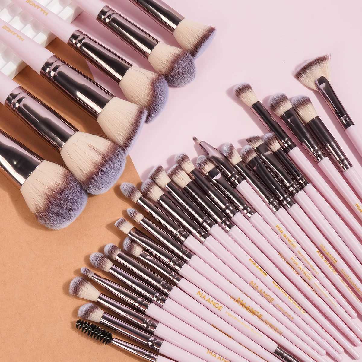 MAANGE 34PCS Makeup Tools Kit 30PCS Foundation Eyeshadow Blush Makeup Brush Cosmetic Makeup Remover Puff Sponge Set with Bag Z260408