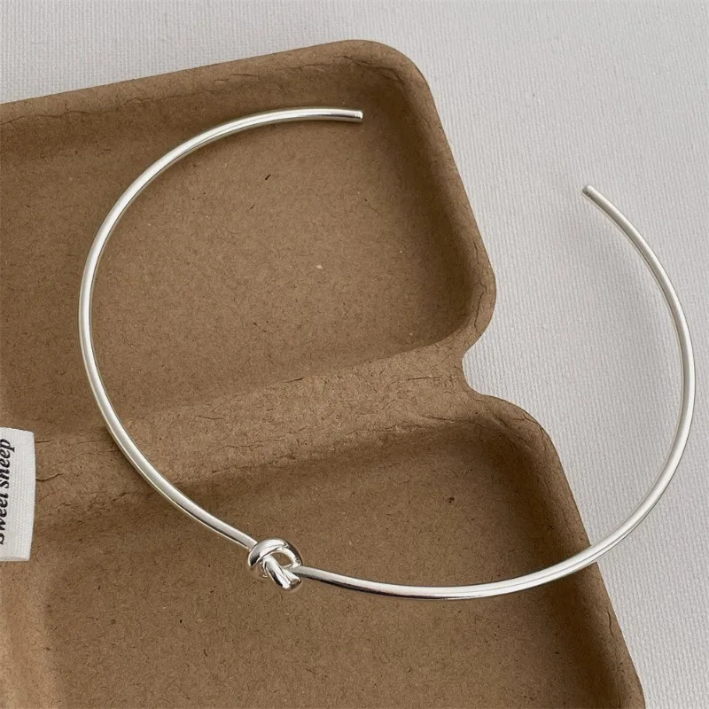 Minar Minimalist Hollow Out Knotted Open Adjustable Torques for Women Female 18K Gold Silver PVD Plated Stainless Steel Choker260410