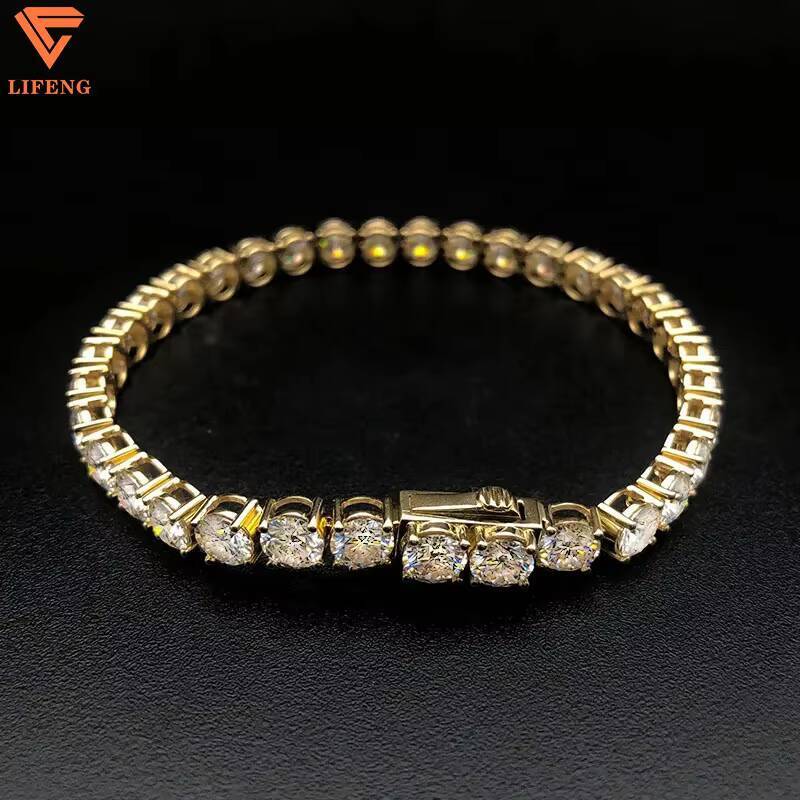 Factory New Fine Jewelry 925 Silver D Color VVS Moissanite Tennis Bracelet 5MM Diamond Tennis Chian Women