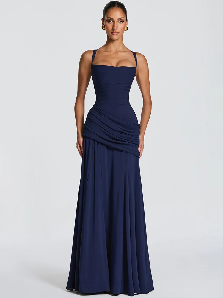 Mozision Off-shoulder Backless Sexy Maxi Dress Women Elegant Strapless Sleeveless Bodycon Ruched Club Party Long Dresses Female 260407