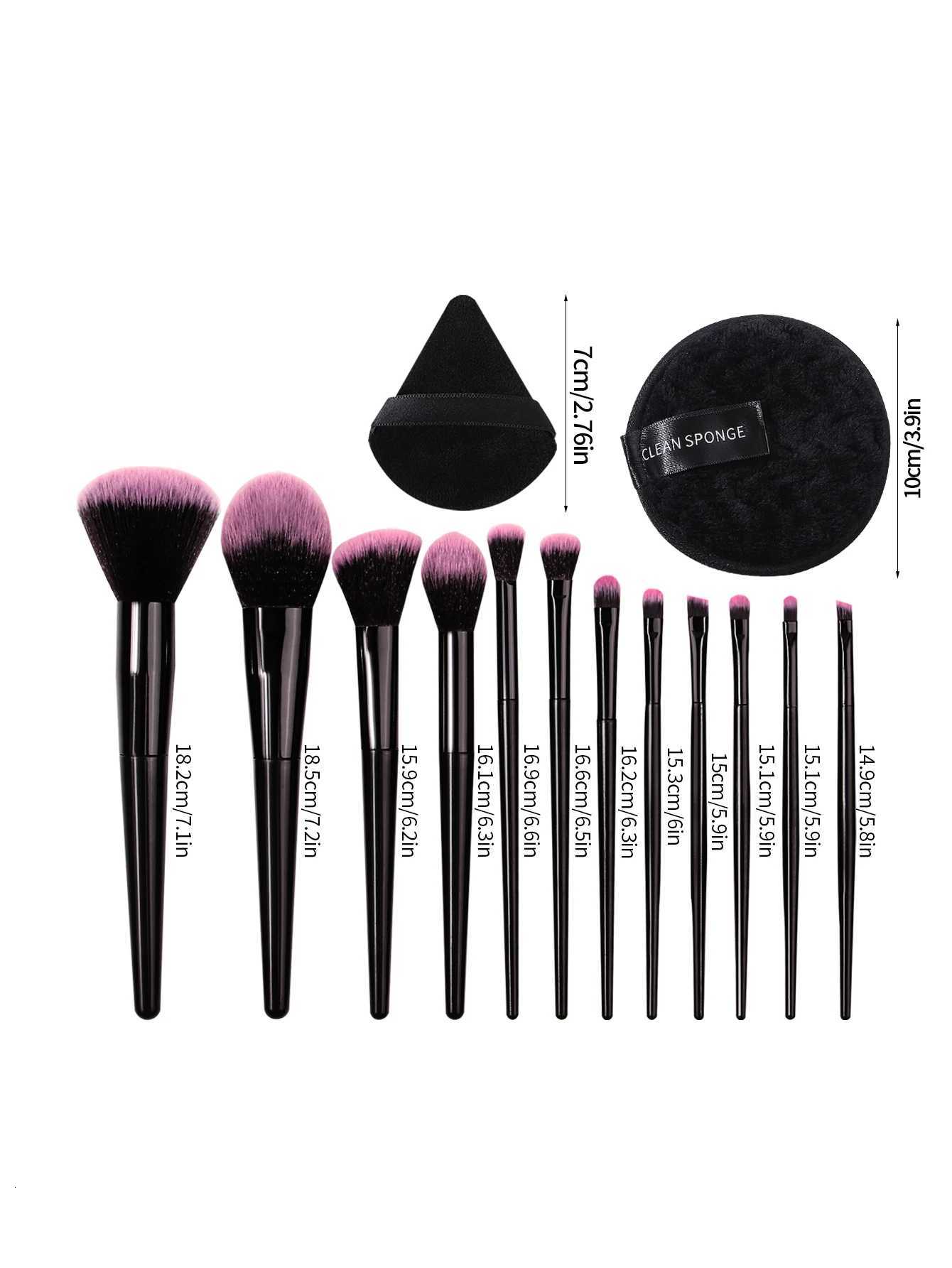 15PCS Soft fiber bristle multi-functional makeup brush set Dry and wet dual-purpose fan-shaped/round powder puff beauty tools Z260408