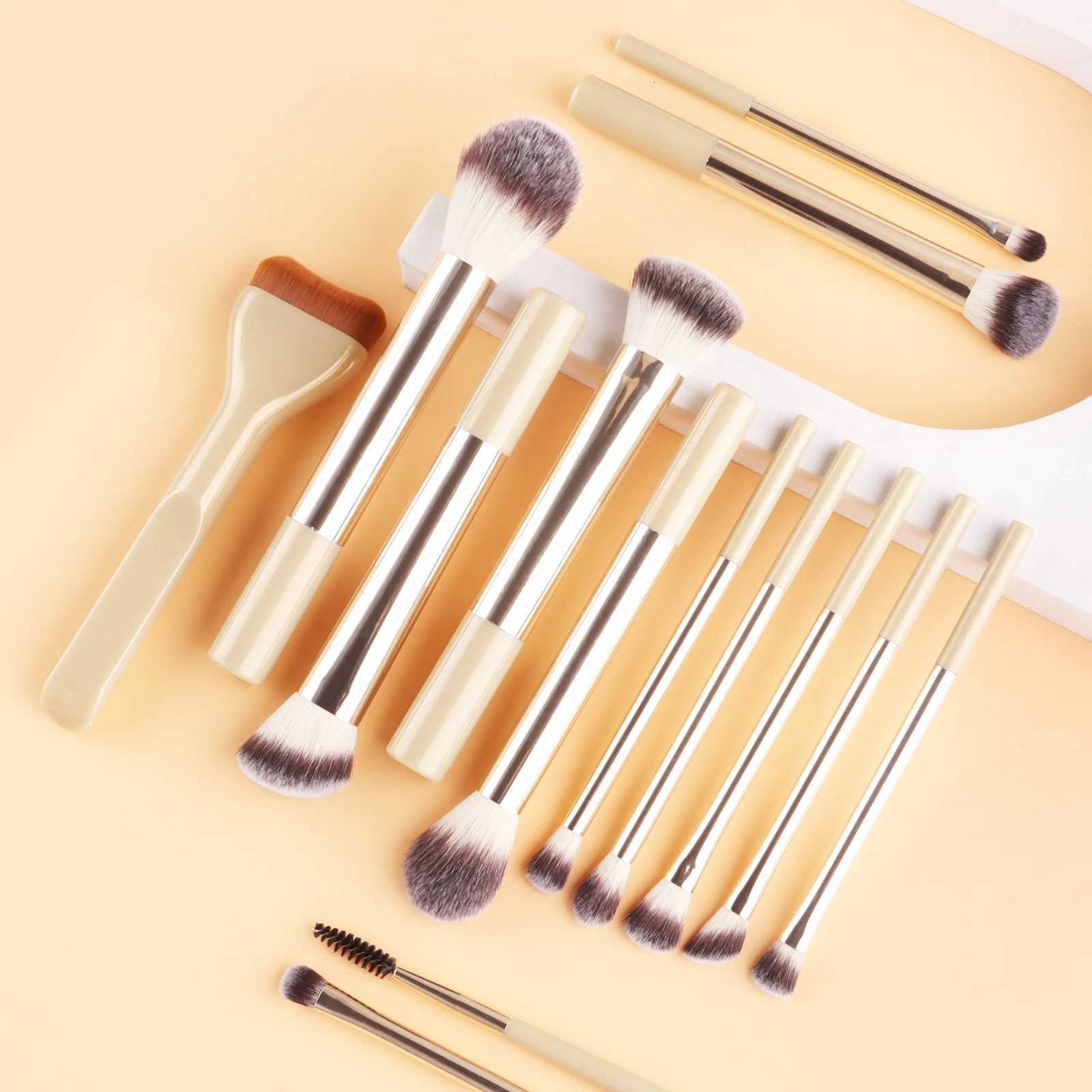 14 Pcs Makeup Brushes Kit with 2 Puffs and 1 Travel Cosmetic Bag for Foundation Eyeshadow Blush Z260408