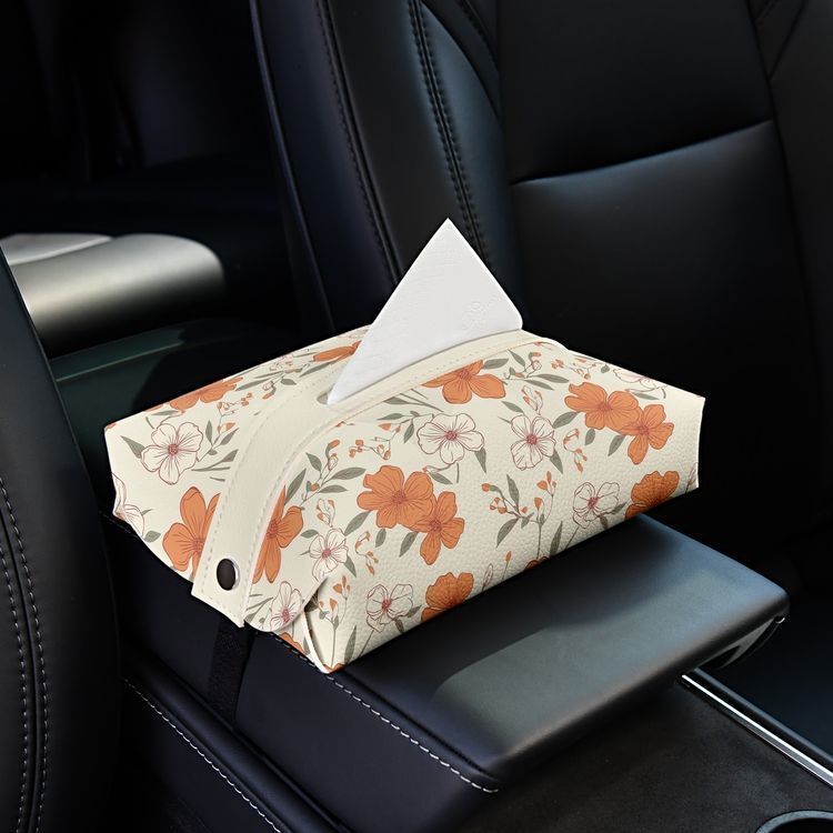 Tissue Box Luxury Black White Floral Pattern Creative Seat Back Bag High End For Car Armrest Box