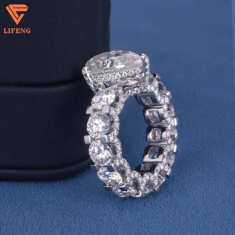Lifeng Custom Luxury S925 Silver Pear Cut Lab Diamond Wedding Engagement Moissanite Ring Fashion Jewelry for Girls Gift