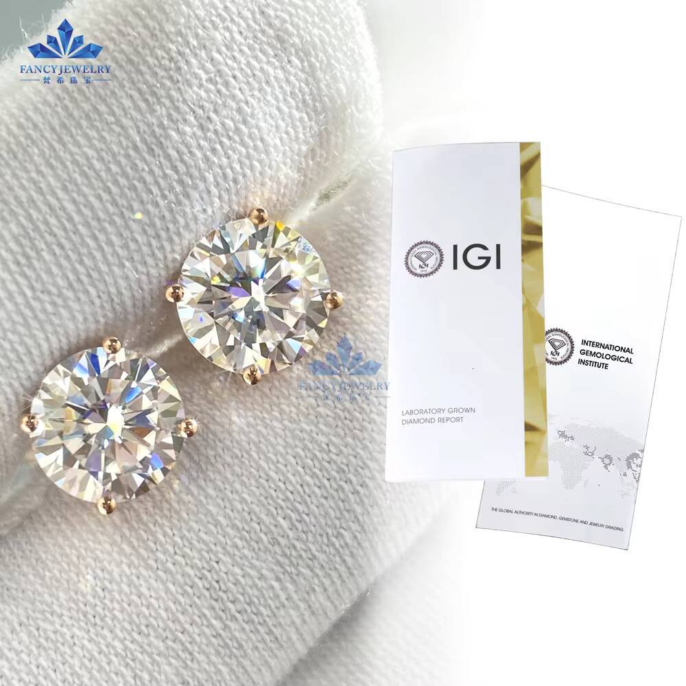 100 Real Hpht Lab Grown Diamond Earring 10K 14K 18K Solid Gold Lab Created Diamond Round Cut Earrings Stud for Women 1ct