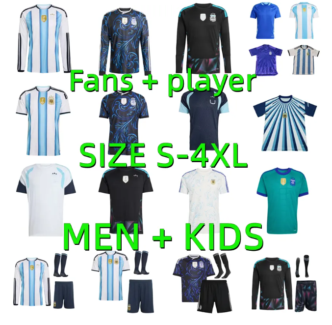24 25 26 27 Argentina Soccer Jerseys 2025 2026 2027 ENZO J.ALVAREZ Player Version MESSIS ROMERO DI MARIA MARTINEZ DE PAUL MARADONA ALLISTER Men Kids kit Football Shirt