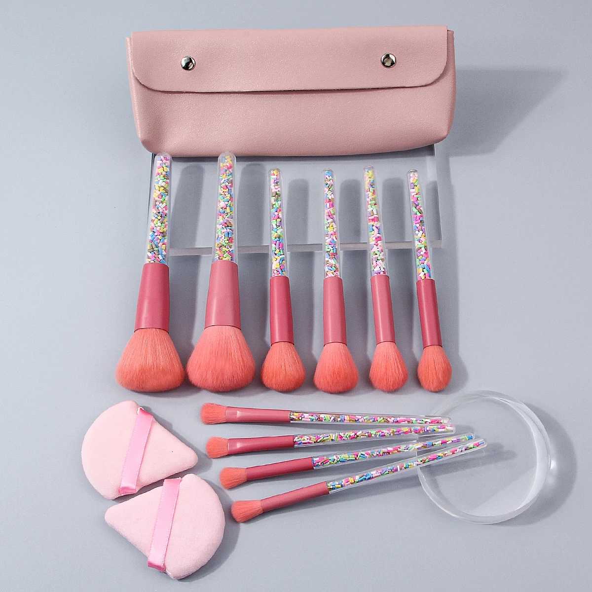 13PCS portable makeup brush set candy-colored soft makeup brush set triangular powder puff storage bag for beauty tools Z260408