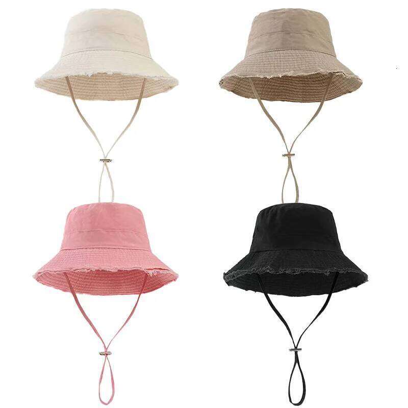 Summer Fisherman Cap For Women Pink Large-Brimmed Bucket Hat Outdoor Beach Travel Sunshade Panama Hats