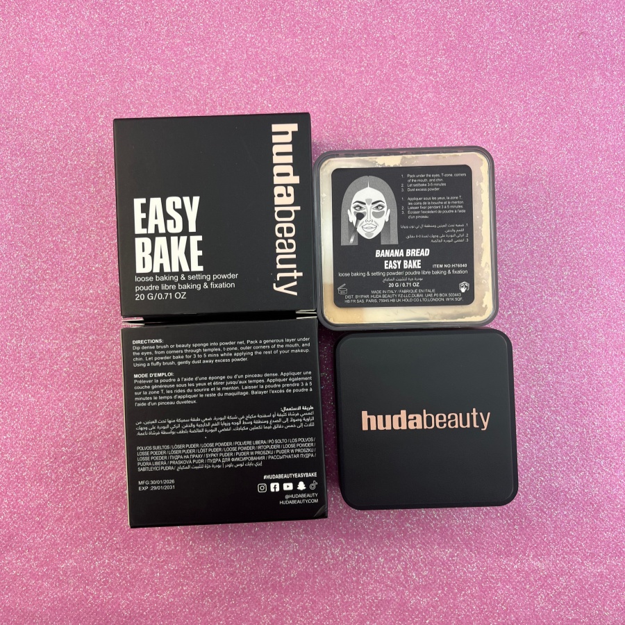 HudaBeauty BANANA BREAD Shade Loose Powder Flashback-Free HD Setting Powder for Baking Natural for Face Under-Eye Oil Control Beauty Cosmetics 9 Color