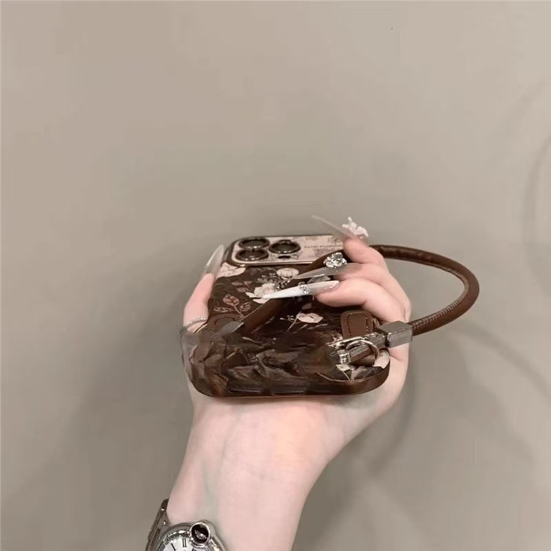 Retro Brown Camellia Flower Case for iPhone 17 Pro Max 16 15