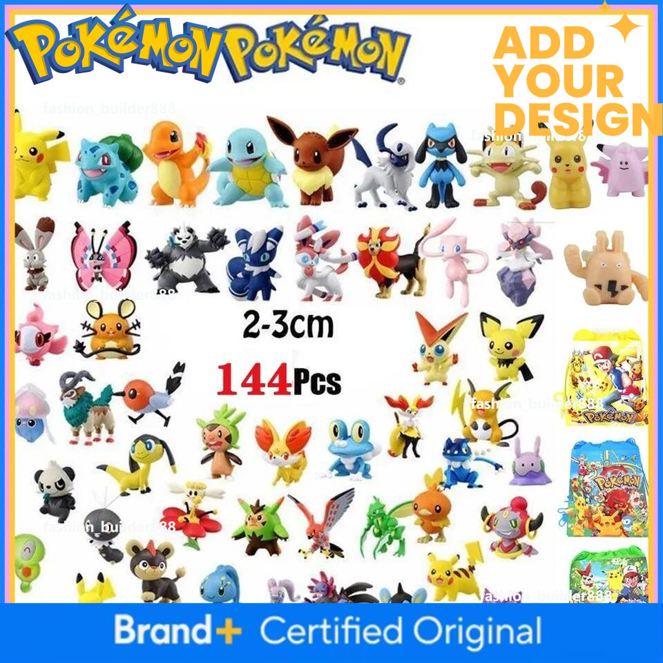 144Pcs Pokemon Pikachu Action Figure Toys Mini Figures Model Toy Pikachu Anime Kids Doll Birthday Christmas Gifts