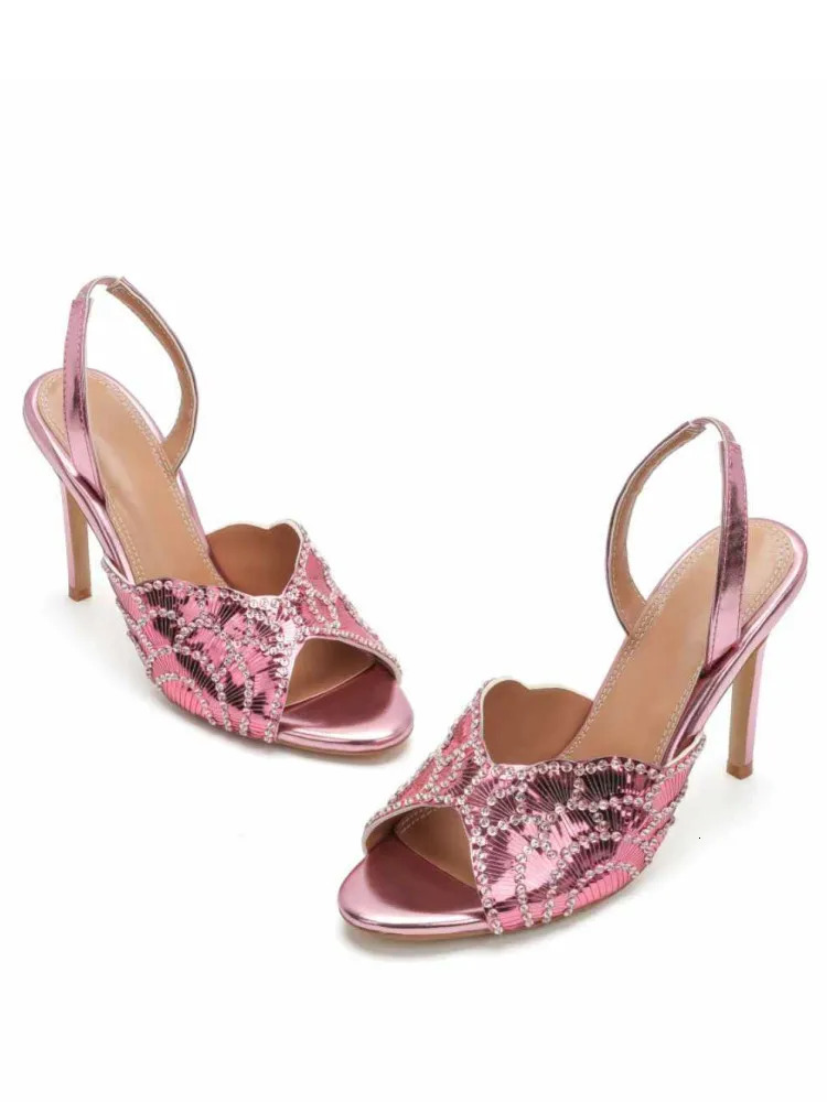 2026 Summer Womens Stiletto Sandals Pointed Fashion Show Party Wedding Womens Large Sandals 260330