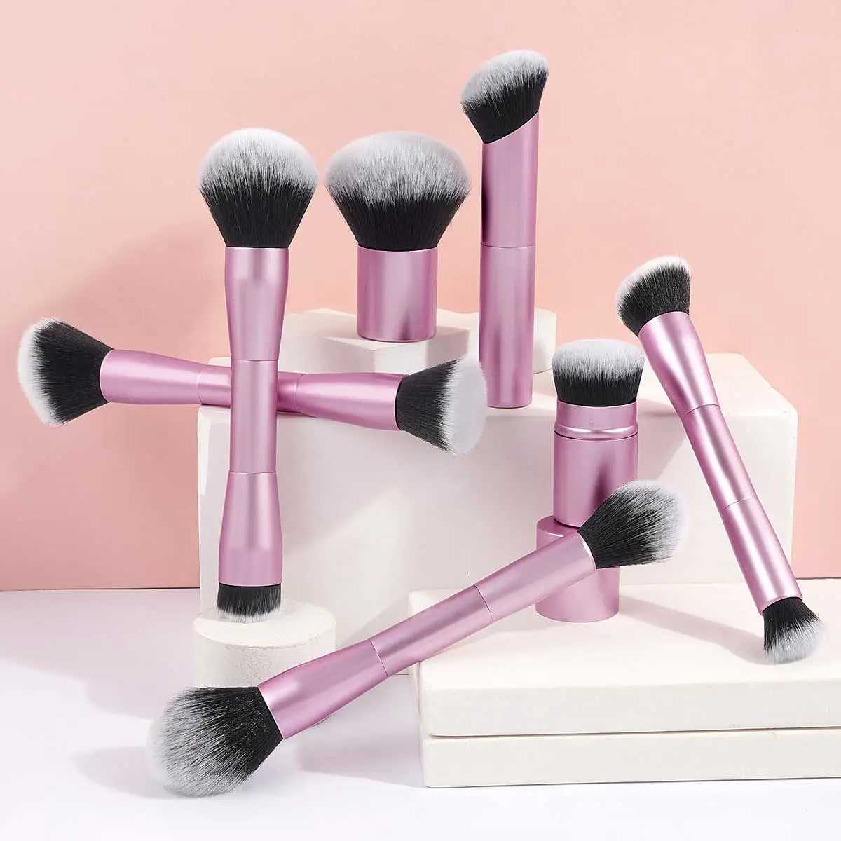 7pcs Makeup Brush Set Double Sided Kabuki Makeup Brushes Contour Brush for Foundation Liquid Powder Concealer Cream Cosmetics Z260408