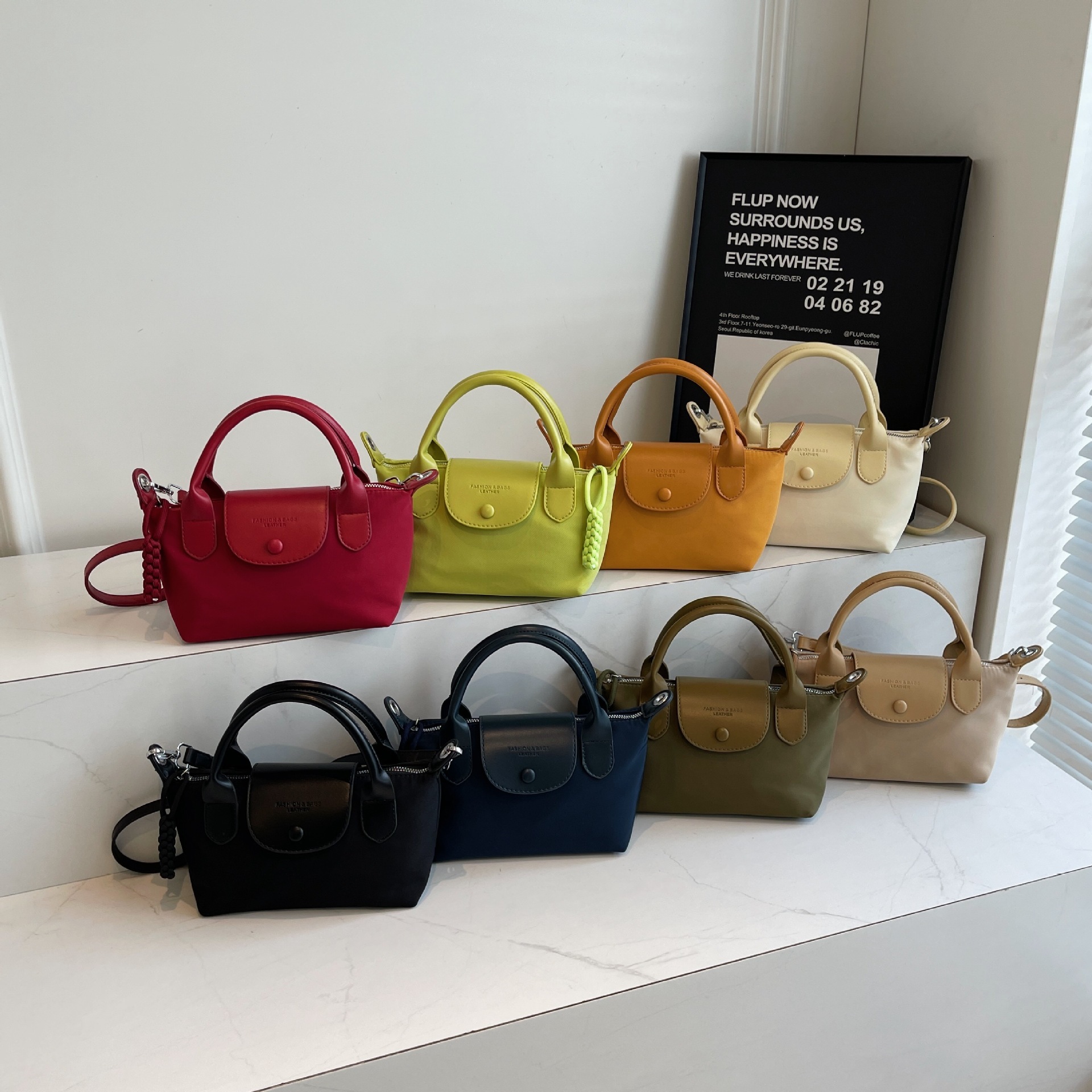 Mini Nylon Tote Bag, Women's Small Shoulder Handbag with Charm, Trendy 2026 Daily Crossbody Bag