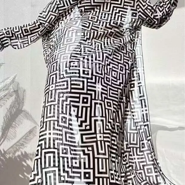 High Waisted Push Up Bikini Bottoms for Ladies Complete Swimsuit Ensemble Featuring Casual Flowy Blouse