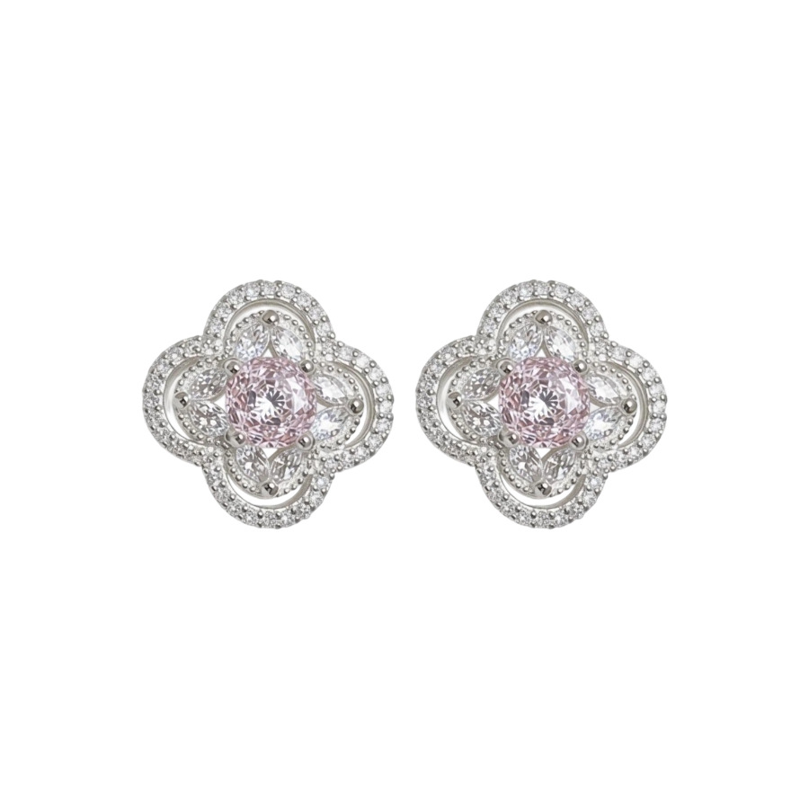 Silver needle full diamond flower stud earrings, diamond-cut rose, simple, exquisite, fashionable, versatile, light luxury, high-end earrings for wome - view 9